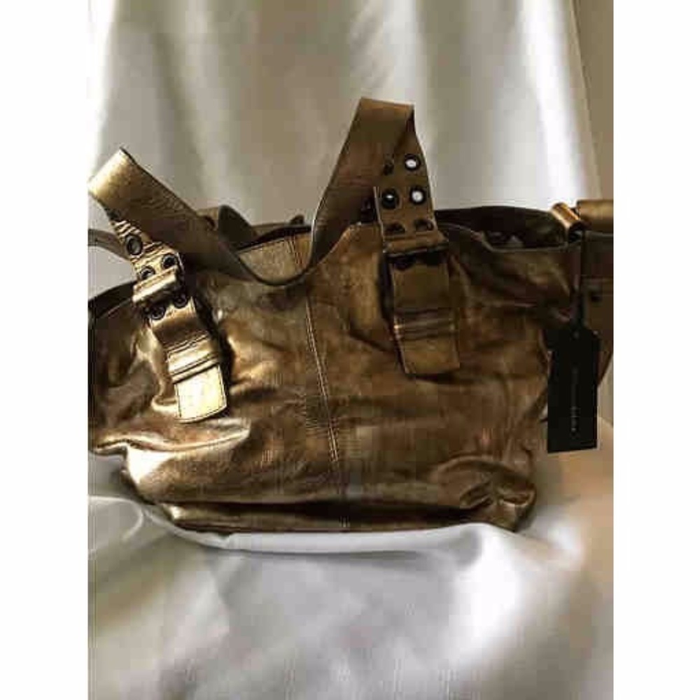 Francesco Bisasia Gold Satchel Handbag